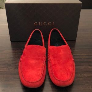 Authentic Gucci Driver Moccasin Red Suede